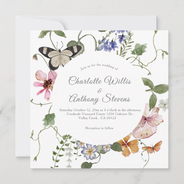Elegant Secret Garden Delicate Floral Wedding  Invitation (Front)