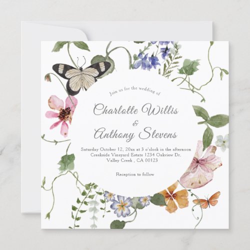 Elegant Secret Garden Delicate Floral Wedding  Invitation