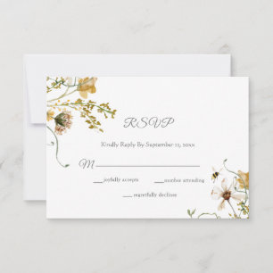 Elegant Secret Garden Delicate Floral Wedding RSVP Card