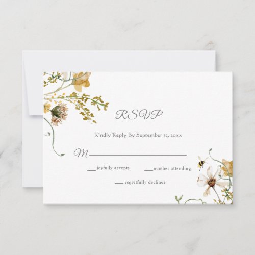 Elegant Secret Garden Delicate Floral Wedding RSVP Card