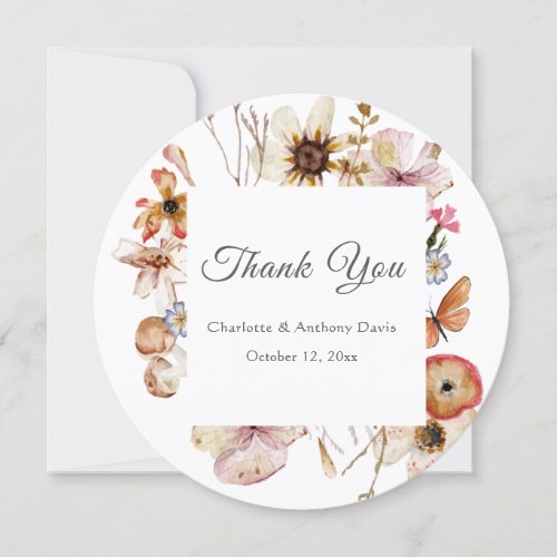 Elegant Secret Garden Delicate Floral Wedding Thank You Card