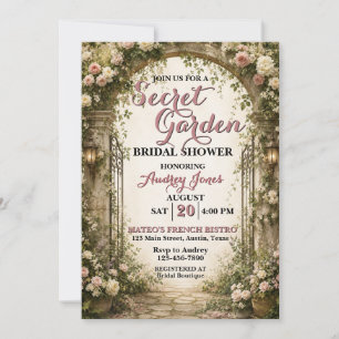 Elegant Secret Garden Floral Bridal Shower Invitation