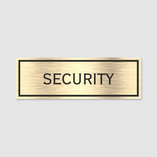Elegant Security Black And Gold Name Tag