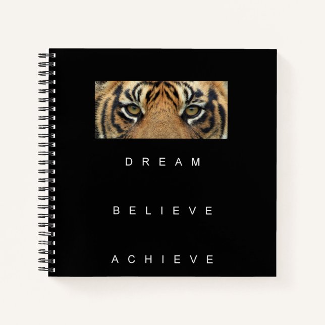 Elegant Self Improvement Quote Tiger Eyes Modern Notebook (Front)