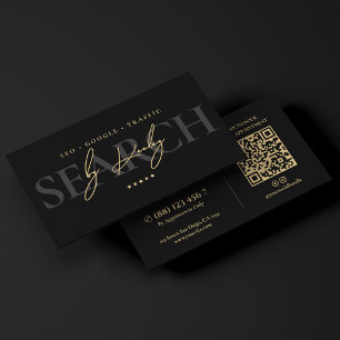 Elegant SEO Digital Marketing Consultant Black Business Card