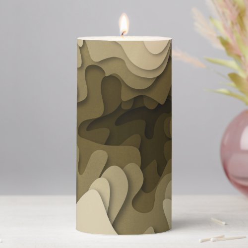 Elegant Sepia Brown Ombre Layers Decorative Pillar Candle