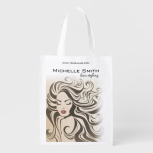 Elegant Sepia Chic Wavy Hairstyle Hair Extensions Grocery Bag