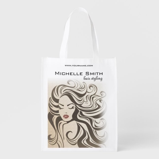 Elegant Sepia Chic Wavy Hairstyle Hair Extensions Grocery Bag (Front)