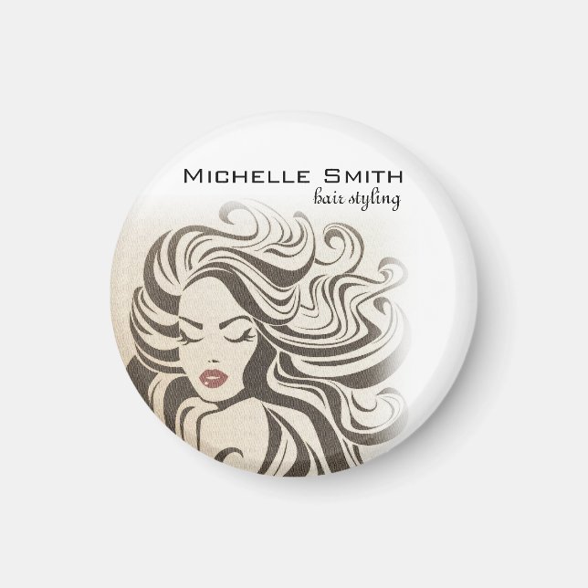 Elegant Sepia Chic Wavy Hairstyle Hair Extensions Magnet (Front)