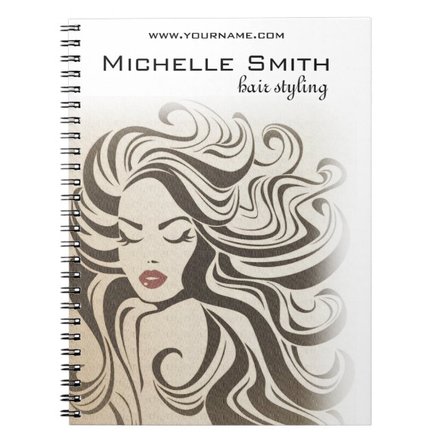 Elegant Sepia Chic Wavy Hairstyle Hair Extensions Notebook (Front)