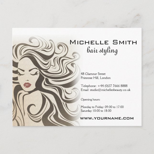 Elegant Sepia Chic Wavy Hairstyle Hair Extensions Postcard (Front)