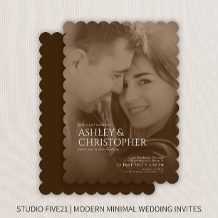 Elegant Sepia Duotone Photo Wedding Invitation