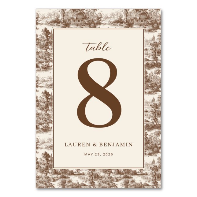 Elegant Sepia Infinity Symbol Table Number (Front)