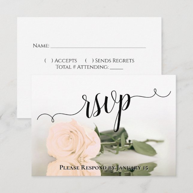 Elegant Sepia Peach Rose Reflections Wedding RSVP Card (Front/Back)