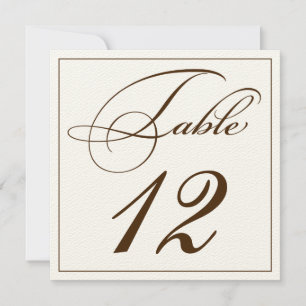 Elegant Sepia Script Table Number Cards