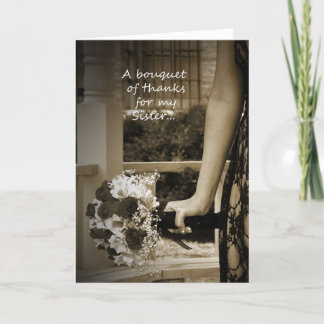 Elegant Sepia Sister Bridesmaid Thank You Card