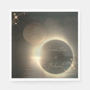 Elegant Sepia Solar Eclipse Custom Photo Wedding Napkins