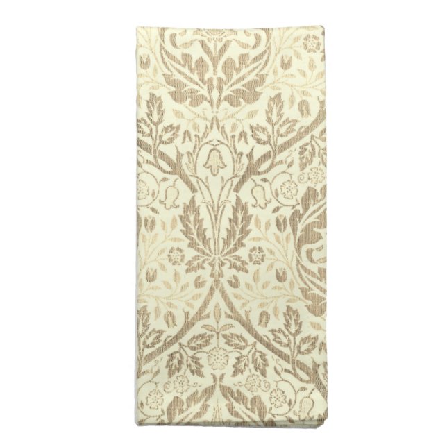 Elegant Sepia Tan Floral Pattern Cloth Napkin (Folded)