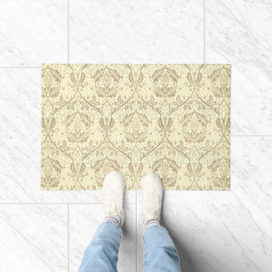 Elegant Sepia Tan Floral Pattern Doormat