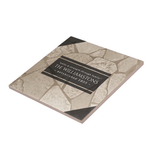 Elegant Sepia Toned Cracked Stones Ceramic Tile (Side)