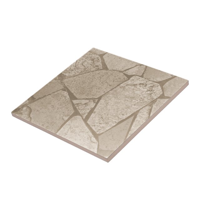 Elegant Sepia Toned Cracked Stones Ceramic Tile (Side)