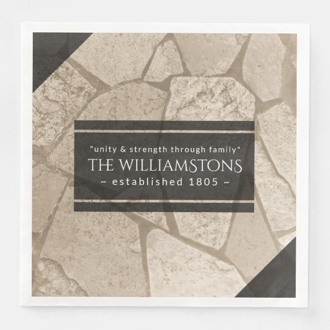 Elegant Sepia Toned Cracked Stones Paper Dinner Napkins (Front)