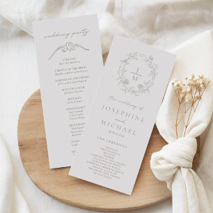 Elegant Sepia Wedding Ceremony & Reception Program