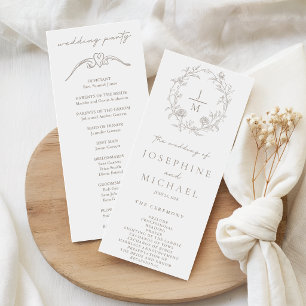 Elegant Sepia Wedding Ceremony & Reception Program