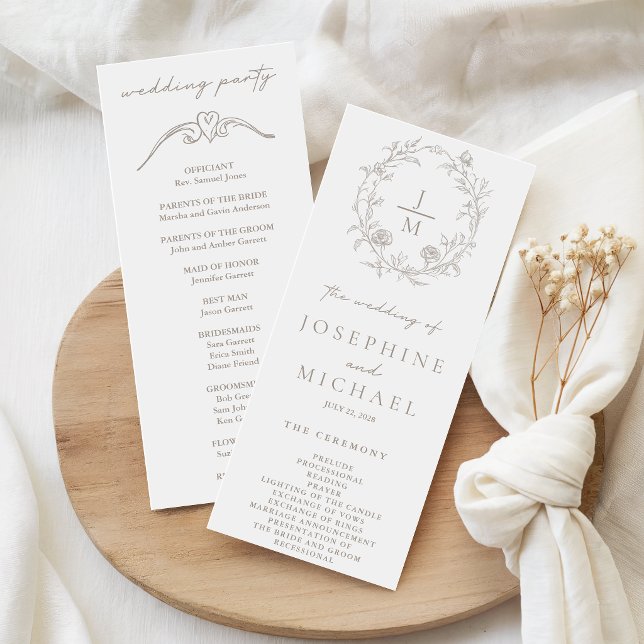 Elegant Sepia Wedding Ceremony & Reception Program (Creator Uploaded)