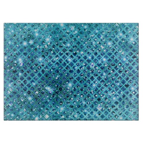 Elegant Sequin Diamonds on Blue Cutting Board