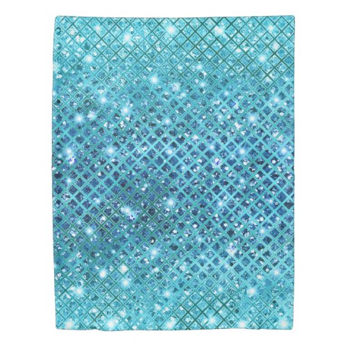 Elegant Sequin Diamonds on Blue Duvet Cover