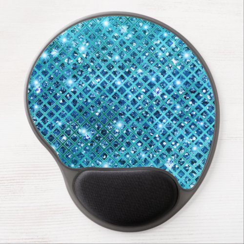 Elegant Sequin Diamonds on Blue Gel Mouse Pad