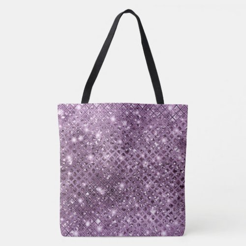 Elegant Sequin Diamonds on Mauve Purple Tote Bag