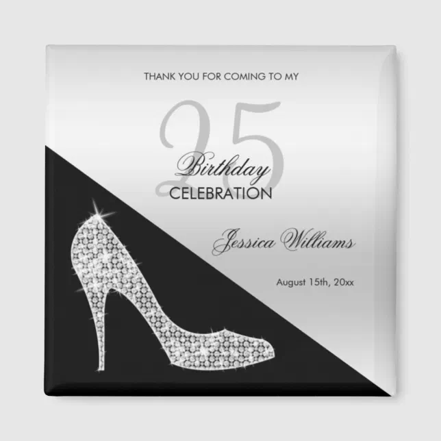 Elegant Black and Silver High Heel Shoe Magnets, Zazzle