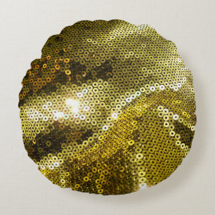Elegant sequined sparkling textile close up. More Round Pillow