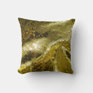 Elegant sequined sparkling textile close up. More Throw Pillow