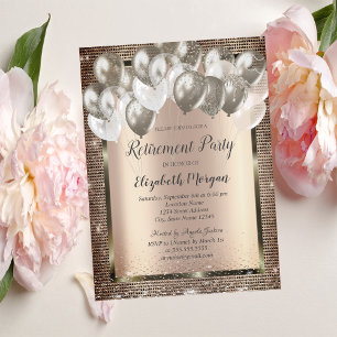 Elegant Sequins Balloons Retirement  Inv Invitation