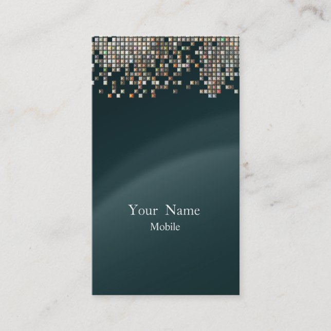 Elegant Sequins Dark Green Business Card (Front)