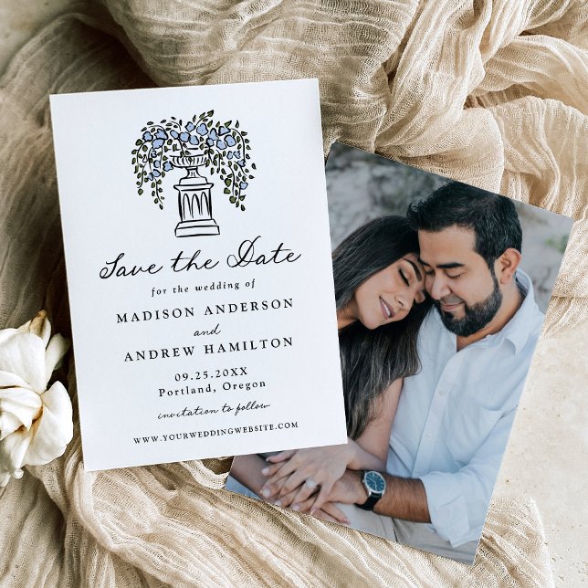 Elegant Serene Garden Blooms Photo Wedding Save The Date (Creator Uploaded)