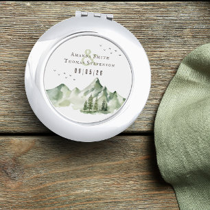 Elegant serene green mountain landscape compact mirror