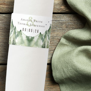 Elegant serene green mountain landscape napkin bands