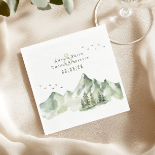 Elegant serene green mountain landscape napkins