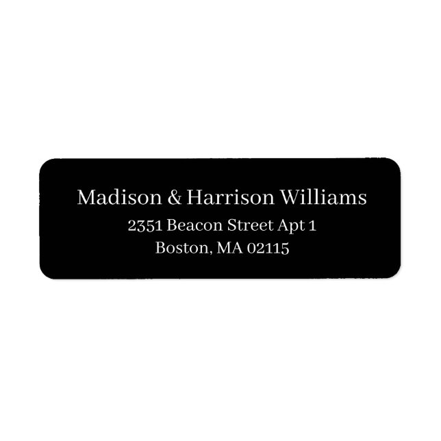 Elegant Serif Custom black white return address Label (Front)