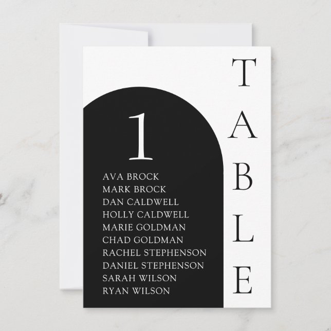 Elegant Serif Minimal Table Number Seating Chart (Front)