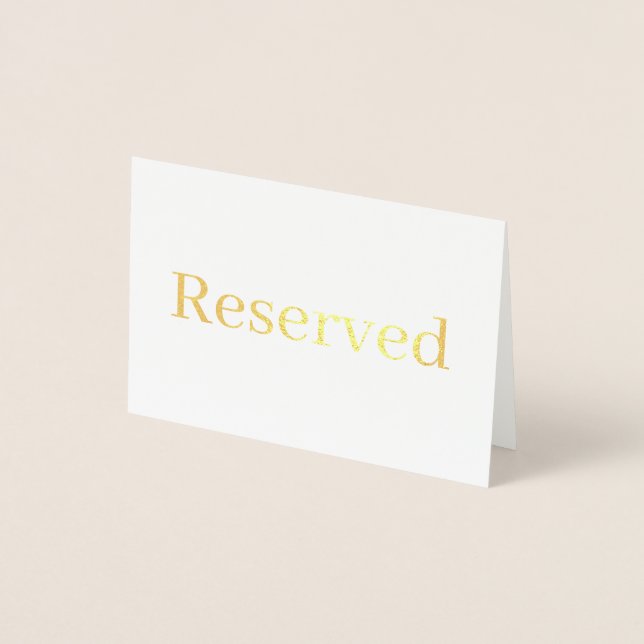Elegant Serif Reserved Wedding Table place Foil Card (Front)