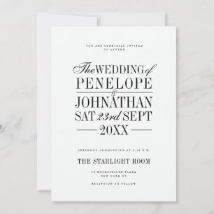 Elegant Serif Script Typography Wedding Invitation