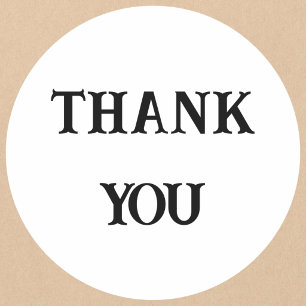 Elegant Serif Thank You Classic Round Sticker