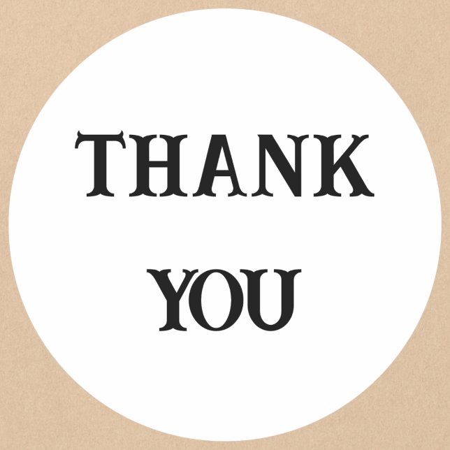 Elegant Serif Thank You Classic Round Sticker (Creator Uploaded)