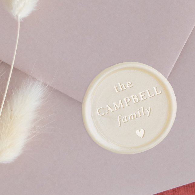 Elegant Serif Typography Family Name & Cute Heart Wax Seal Sticker (The Wax Seal Sticker Mock-up)