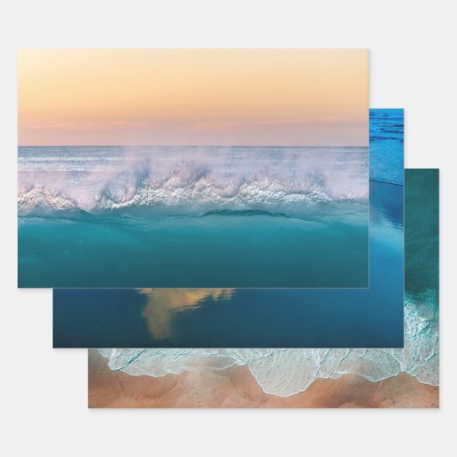 ELEGANT SET OF BEACH LANDSCAPE PHOTOGRAPHS WRAPPING PAPER SHEETS (Set)